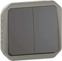Plexo New Einsatz wahlweise Doppelwechselschalter 10 AX/ Taster 10 A Anthrazit 