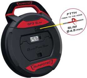 GF3 SLIM Kabeleinziehwerkzeug inkl. digit. Meterzähler L= 50m Glasfaserstab Ø3mm 