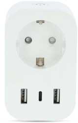 SmartLife Smart Stecker Wi-Fi 3680 W 2x USB-A und 1x USB-C weiß 