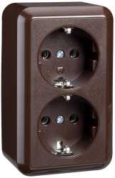 Steckdose 2-fach 16A CONTURA Schraubklemme braun 