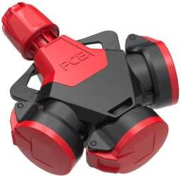 3-Wegekupplung TopTaurus2 Vollgummi mit Klappdeckel nat LED IP54 rot 