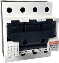 T4P D02 Lasttrennschalter 20A 3+N-polig mit Sicherungen u. Drehfeldanzeige o. FM 