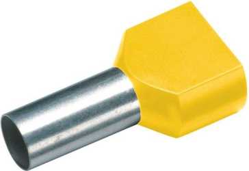 Zwillingsaderendhülse 2 x 6,0 mm² x 14 mm gelb 