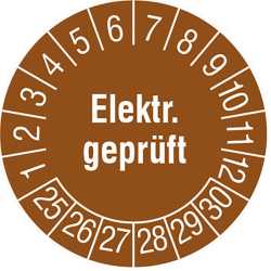Prüfplakette elektrisch geprüft 2025 