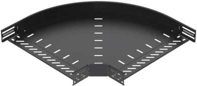 Bogen 90° für Kabelrinne horizontal 60x400 Stahl PES135 - Polyester tiefschwarz 