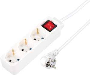 Steckdosenleiste 3-fach mit Schalter 1,4 m Weiß 