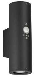 Wandleuchte 2xGU10 Par16 +Bewegungsmelder schwarz IP44 