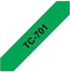 Schriftbandkassette TC-701 schwarz auf grün 12mm 7,7m 