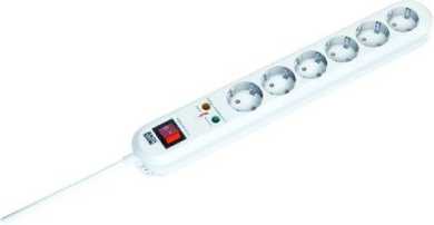 Tischverteiler 6 fach 1,5 m Zuleitung Überspannungsschutz weiß 