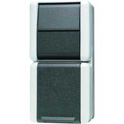 SCHUKO-Steckdose 16 A 250 V ~ Wippschalter 10 AX 250 V ~ Klappdeckel 