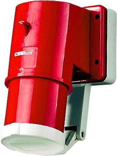 CEE-Aufbaugerätestecker 16A 5p 400V 6h IP44 mit Klappdeckel 
