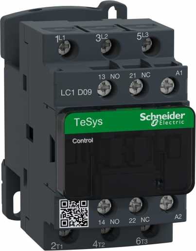 Leistungsschütz AC-schaltend 3P 4KW 1S+1Ö 24VAC LC1D09B7 