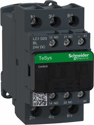 Leistungsschütz AC-schaltend 3P 11KW 1S+1Ö 24V DC 2 4W LC1D25BL 