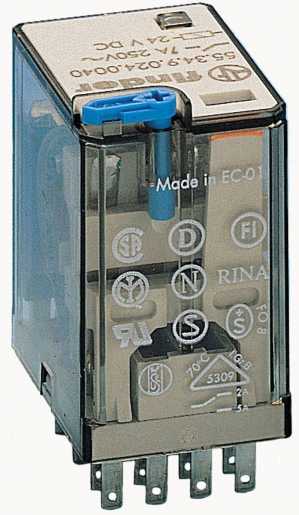 Industrierelais steckbar 4W 7A 24VDC Prüftaste LED Freilaufd. Serie 55 