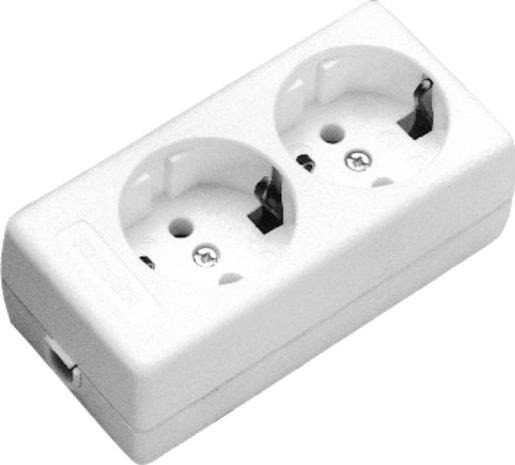 Tischverteiler ohne Kabel 2-fach reinweiß 