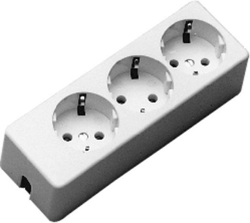 Tischverteiler ohne Kabel 3-fach reinweiß 35° gedreht 