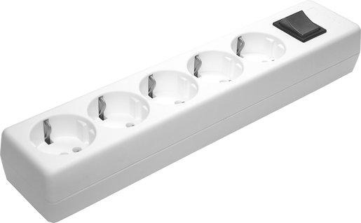 Tischverteiler ohne Kabel 5-fach reinweiß 90° gedreht mit Schalter 