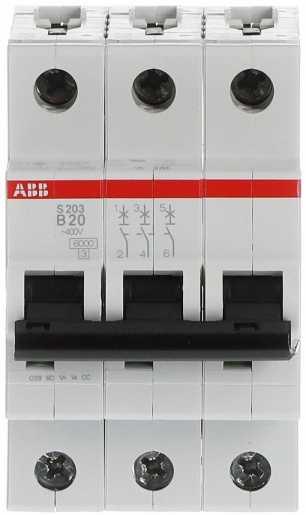 S203-B20 Sicherungsautomat B-Char. 6 kA 20 A 3P 