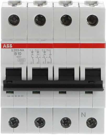 S203-B10NA Sicherungsautomat B-Char. 6 kA 10 A 3P+NA 