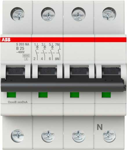 LS-Schutzschalter 4-polig 6kA /10kA B-Char 25A 4TE 