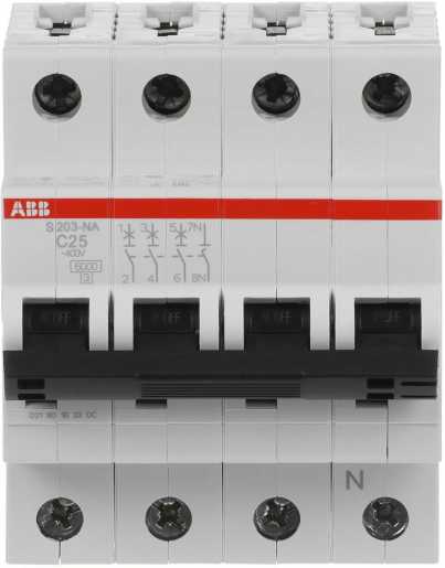 S203-C25NA Sicherungsautomat C-Char. 6 kA 25 A 3P+NA 