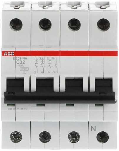 S203-C32NA Sicherungsautomat C-Char. 6 kA 32 A 3P+NA 