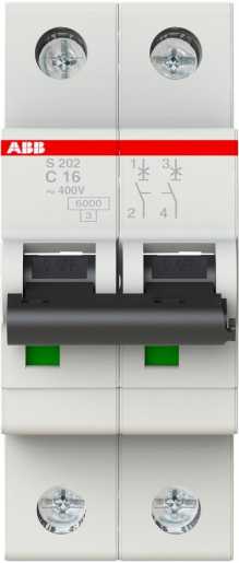 S202-C16 Sicherungsautomat C-Char. 6 kA 16 A 2P 