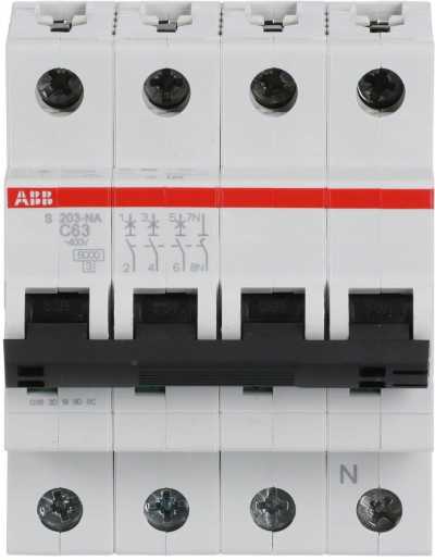S203-C63NA Sicherungsautomat C-Char. 6 kA 63 A 3P+NA 