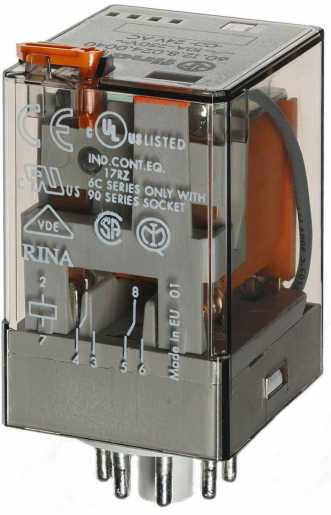 Industrierelais steckbar 2W 10A 230VAC Prüftaste + Anzeige Serie 60 