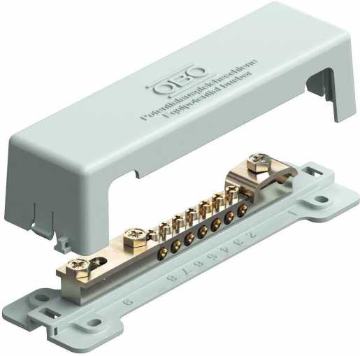 Potentialausgleichsschiene 188mm CuZn grau 