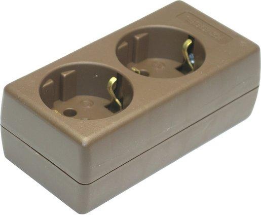 Tischverteiler ohne Kabel 2-fach braun 