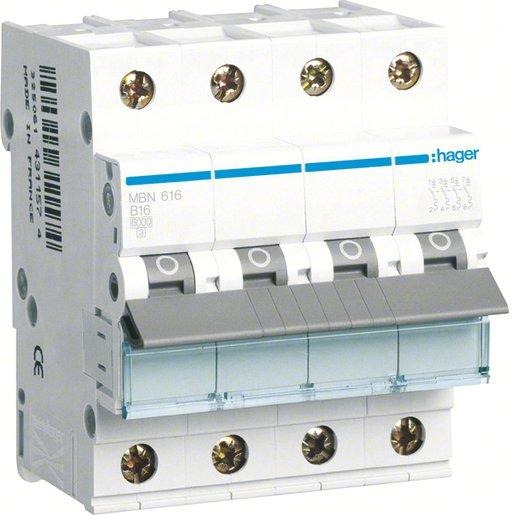 Leitungsschutzschalter 3P+N 6kA B-Charakteristik 16A 4 Module 