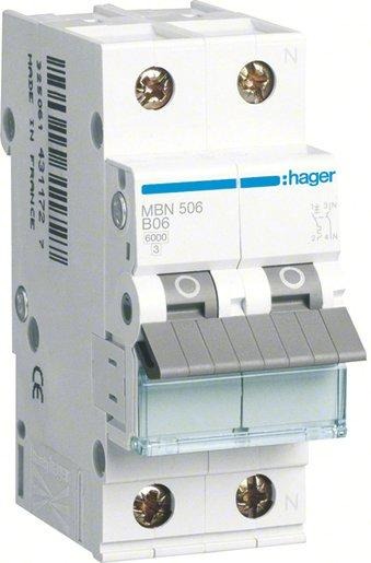 Leitungsschutzschalter 1P+N 6kA B-Charakteristik 6A 2 Module 