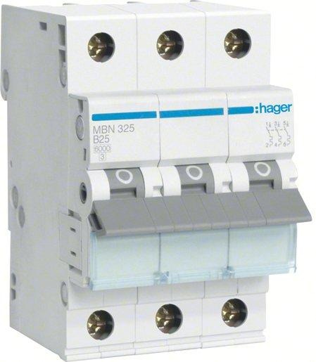 Leitungsschutzschalter 3 polig 6kA B-Charakteristik 25A 3 Module 