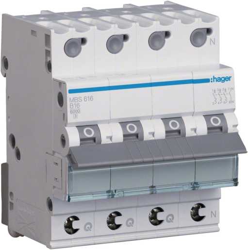 LS-Schutzschalter 4-polig 6kA B-Char 16A 4TE QuickConnect 