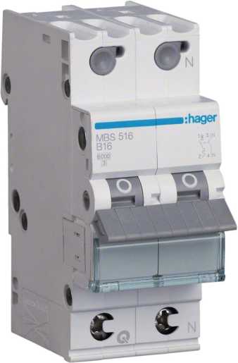 LS-Schutzschalter 2-polig 6kA B-Char 16A 2TE QuickConnect 