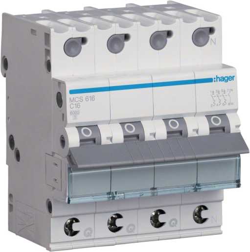 LS-Schutzschalter 4-polig C-Char 16A 4TE QuickConnect 