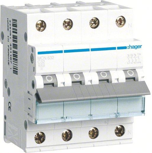 Leitungsschutzschalter 3P+N 6kA C-Charakteristik 32A 4 Module 