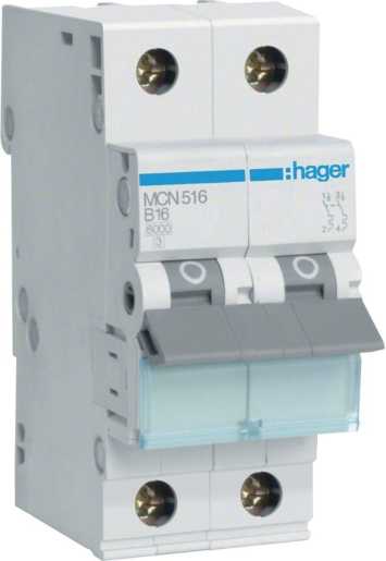LS-Schutzschalter 2-polig 6kA C-Char 16A 2TE 