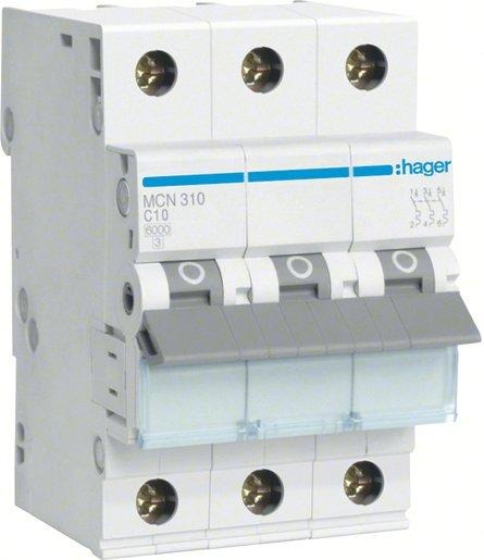 Leitungsschutzschalter 3-polig 6kA C-Charakteristik 10A 3 Module 