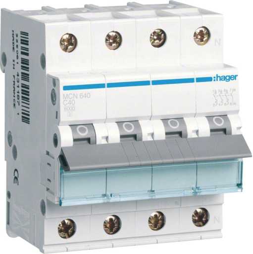 LS-Schutzschalter 4-polig 6kA /6kA C-Char 40A 4TE 