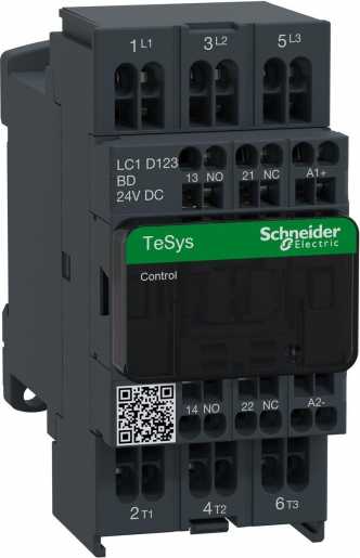 Leistungsschütz AC-schaltend 3-polig 1S+1Ö 24V DC 4 KW LC1-D123BD 