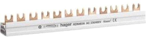 Phasenschiene 4-polig mit Gabelanschluss 10mm² 63A 57 Module 