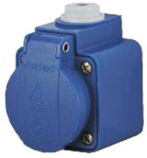 Schuko-Aufbausteckdose blau 16A 2p+E 230V IP44 