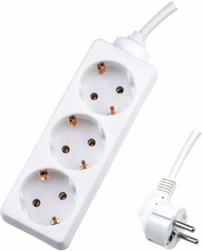 Tischverteiler 3-fach mit Kabel 45° gedreht weiß 