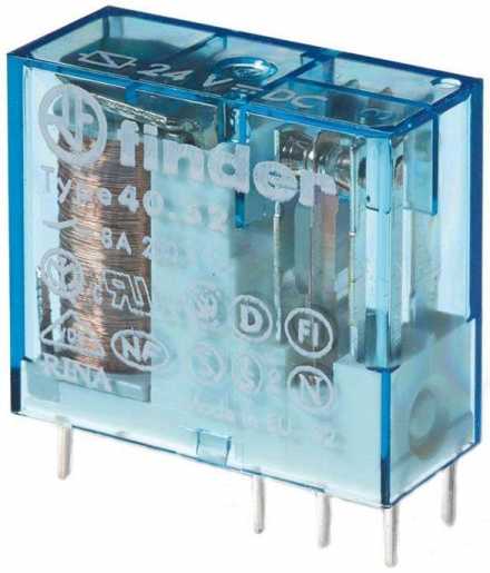Steck- Printrelais Raster 5 mm 2 Wechsler 8A Spule 12V DC Serie 40 