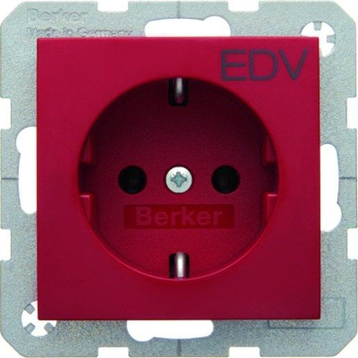 SCHUKO-Steckdose mit Aufdruck S.1/B.3/B.7 - rot/ glänzend 