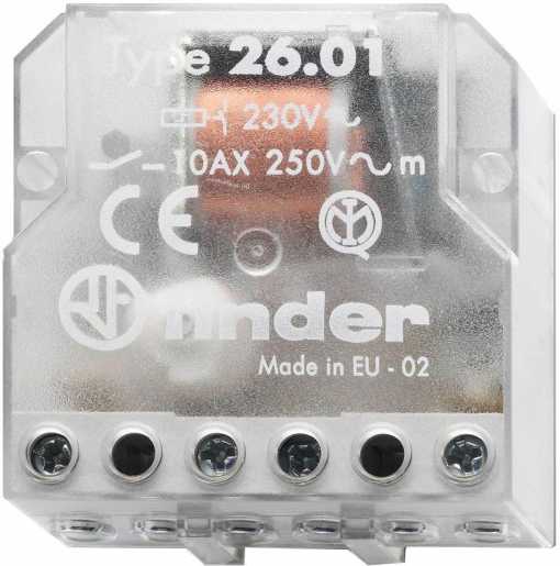 Stromstoßschalter für Chassis / UP-Dose 1S 10 A Aus/An 230VAC Serie 26 
