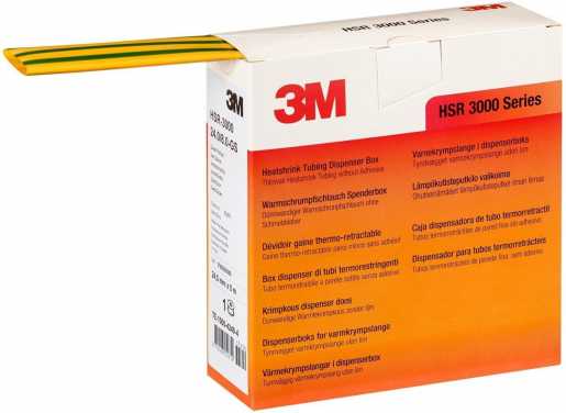 Warmschrumpfschl. dünnwandig o. Schmelzkleber 18/6mm 3:1 grün-gelb Box 