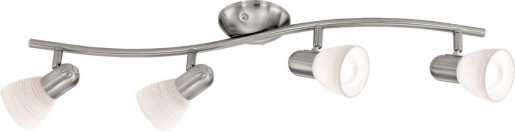 Wand/Deckenleuchte E14 4x40W nickel-matt/Glas handarbeit DAKAR 1 